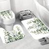 Set Of 4 Green Leaves, Waterfall, Simple Pattern Shower Curtains With Hooks, Bathroom Divider Curtains, Machine Washable