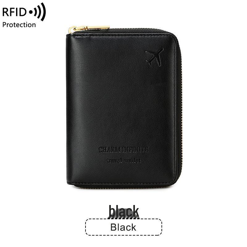 2024 RFID-Blocking Passport Holder: Multifunctional Zipper Travel Document Bag
