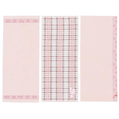 Towel Laboratory My Melody Face Sanrio Japan Technology [Sanrio Characters] #meet Towels, 3-Piece Set, Fluffy, Fast-Absorbent, 100% Cotton,