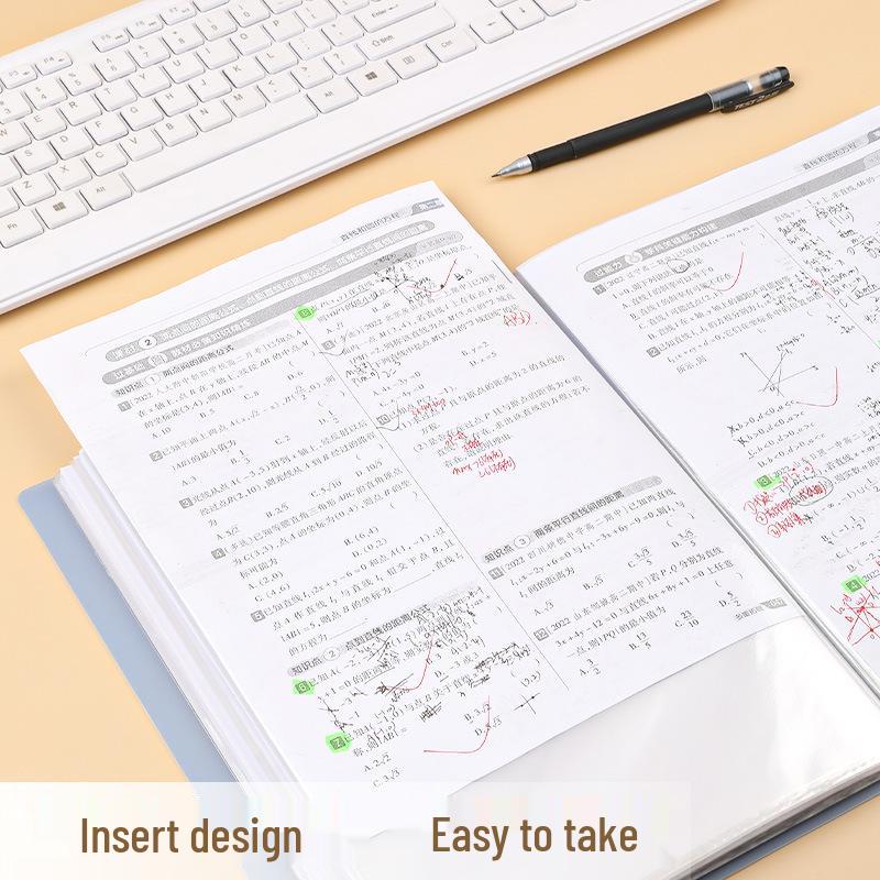 A4 Morandi Color Transparent Data Folder & Archive Album for Test Papers