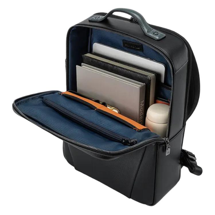 Samsonite Hazel Brand Logo Zipper Closure Leather Backpack Men backpack Navy-Blue Black TM061001