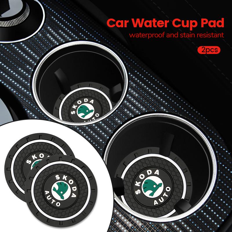 2pcs Car Coaster Drink Bottle Holder Anti-slip Mat Water Cup Pad For Skoda Kodiaq Fabia Kamiq Karoq Octavia 2 3 Rapid Scala Kami  JC6
