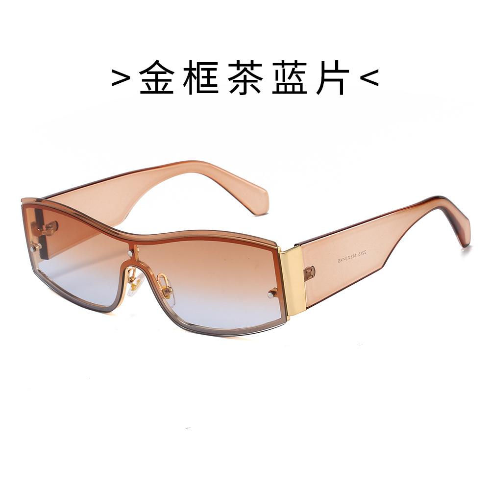 Fashionable Metal Sunglasses For Men And Women Hip Hop Style One-Piece Outdoor Uv Protection Shades Trendy Sun Glasses
