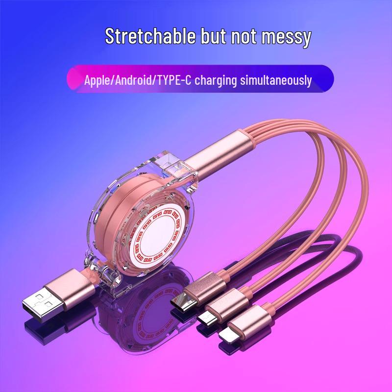 

Retractable 3-in-1 Fast Charging Car Cable for Huawei, Apple, and Android