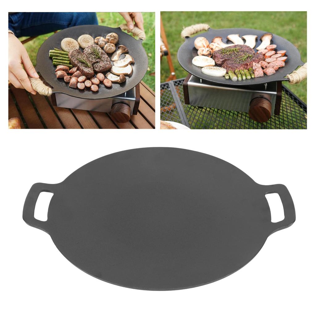 Korean BBQ Grill Pan Round Griddle Grill Pan Stovetop Induction Home Outdoor Korean Barbecue Plate with Bag 11.8in Diameter