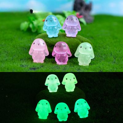 Micro Landscape Decoration Cute Glow-in-the-dark Rabbit Doll Resin Crafts Desktop Car Decoration Decoration