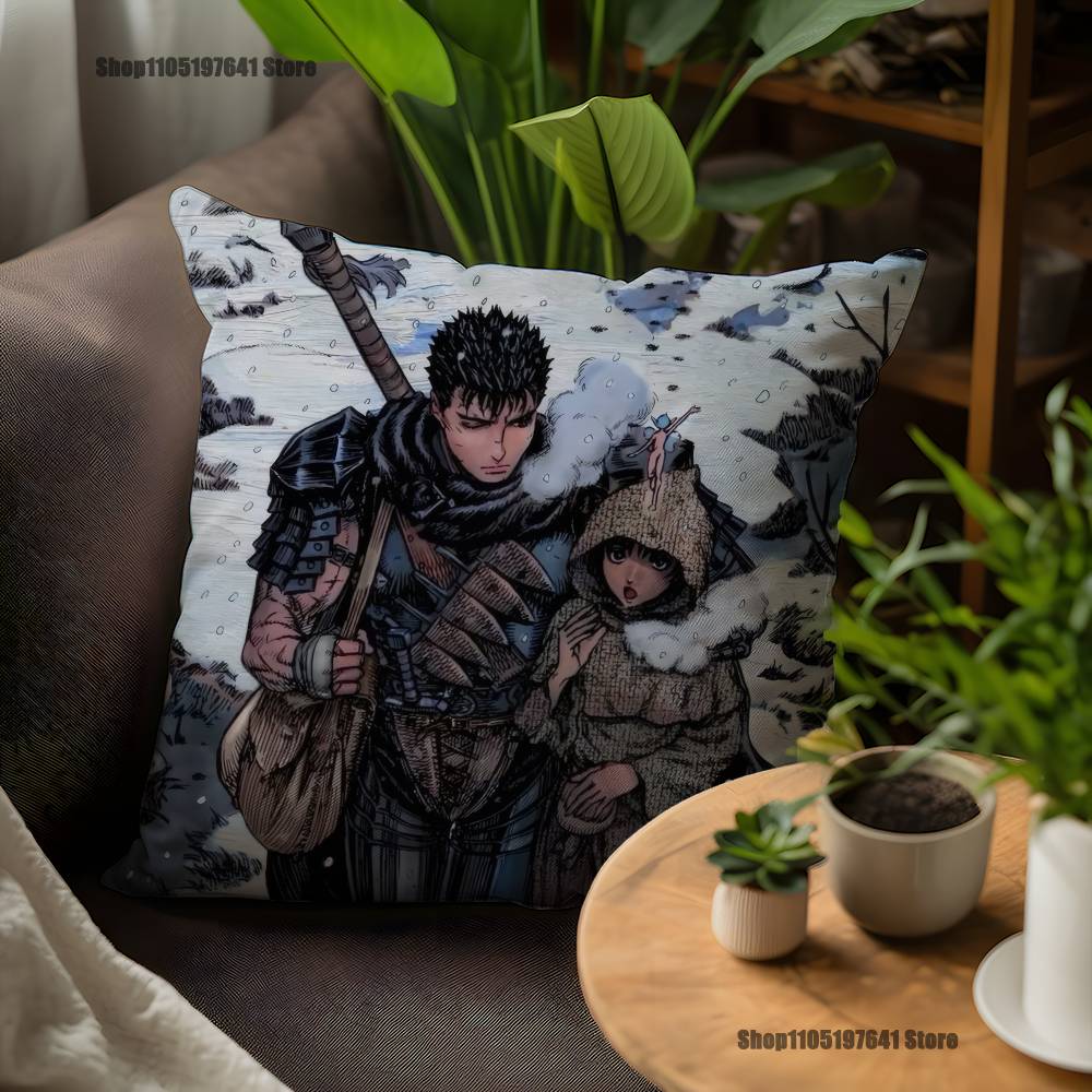 

Comic Cool B-Berserk-S Guts Casca Pillow Case For Sofa Decor Car Office Room Printing Cushion Cover Decorations and Protector 12x12Inch