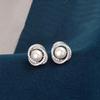 S925 Sterling Silver Diamond-Inlaid Rose Pearl Stud Earrings - Women’s Japanese Korean Niche Luxury, Comfortable for Sleeping with Pierced Ears