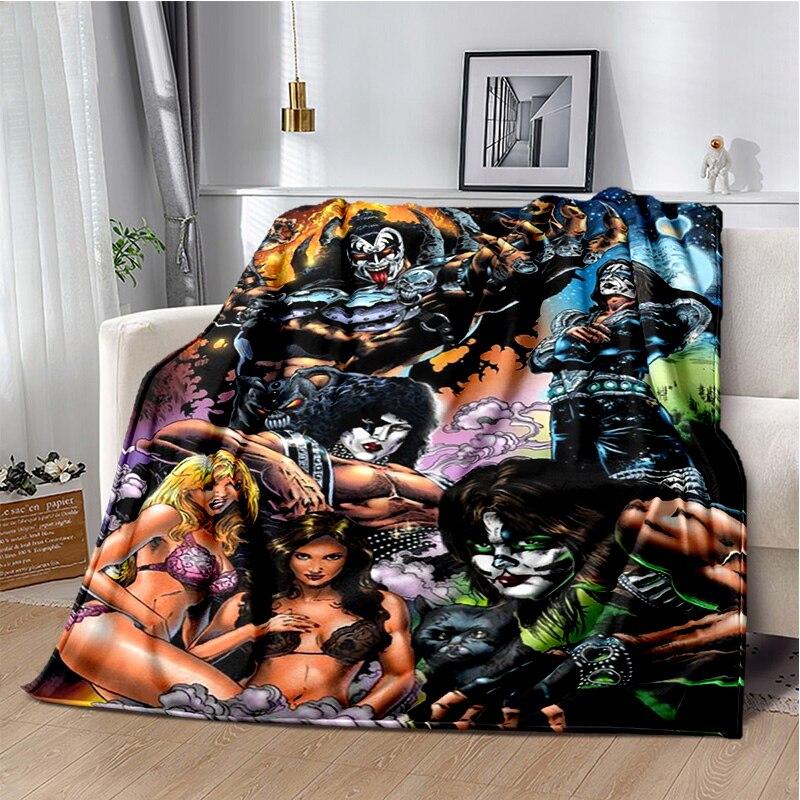 Rockband Kiss Band Decke Mode Flanell Flauschige Fleece Überwurfdecke Kinder und Erwachsene Geschenk Sofa Reise Camping