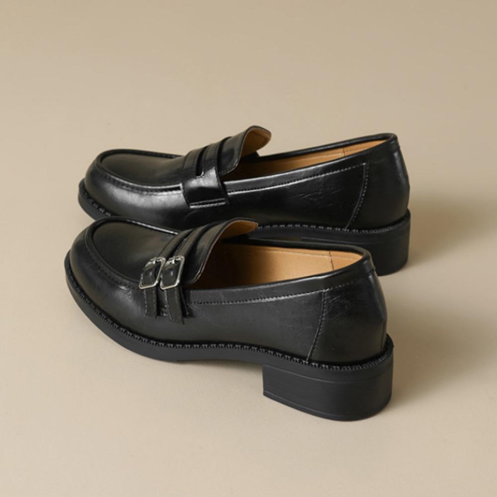 Women's Loafers Platform Loafers Women's Shoes Spring and Autumn Black Single Shoes British Small Leather Shoes