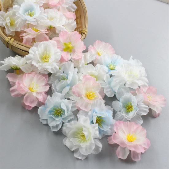 10 Pcs Artificial Cherry Blossom Flower Heads Mini Fake Silk Cherry Blossom Flower for Crafts Bridal Hair Clips Headbands Dress DIY Accessories