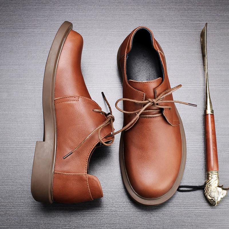 Lässige kleine Lederschuhe Herren Business Britische Herrenschuhe Blau Weichsohlige Schuhe Vielseitiges Leder