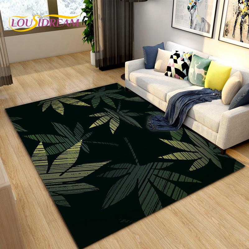 Reggae Music Jamaican Style Maple Leaf Area Rug,Carpet Rug for Living Room Bedroom Sofa Decoration,Kitchen Non-slip Floor Mat