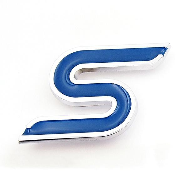 S Chrome Metal Car Front Hood Grille Emblem Badge Rear Trunk Car Stickers Car Styling