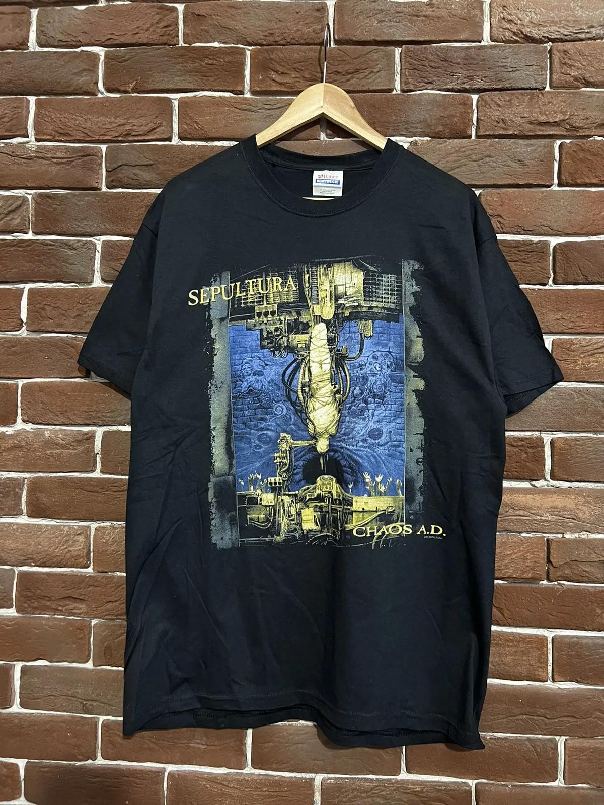 Rare 00s Sepultura Chaos Ad Thrash Metal Band Tshirt Grail Unisex T-Shirt XL