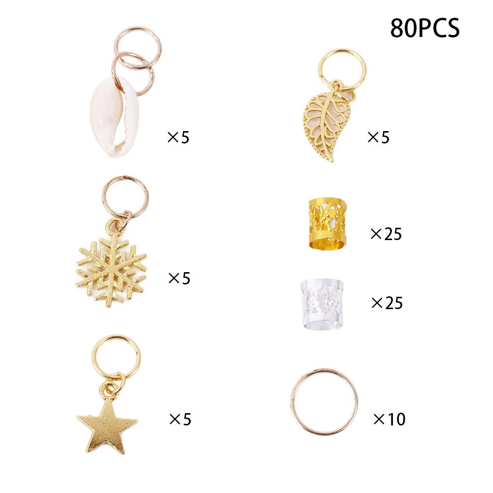 60/80/110/35 Pcs Clips Jewelry Tubes Charms Braids Beads Hair Cuffs African Dreadlocks Hair Braid Hair Decorations