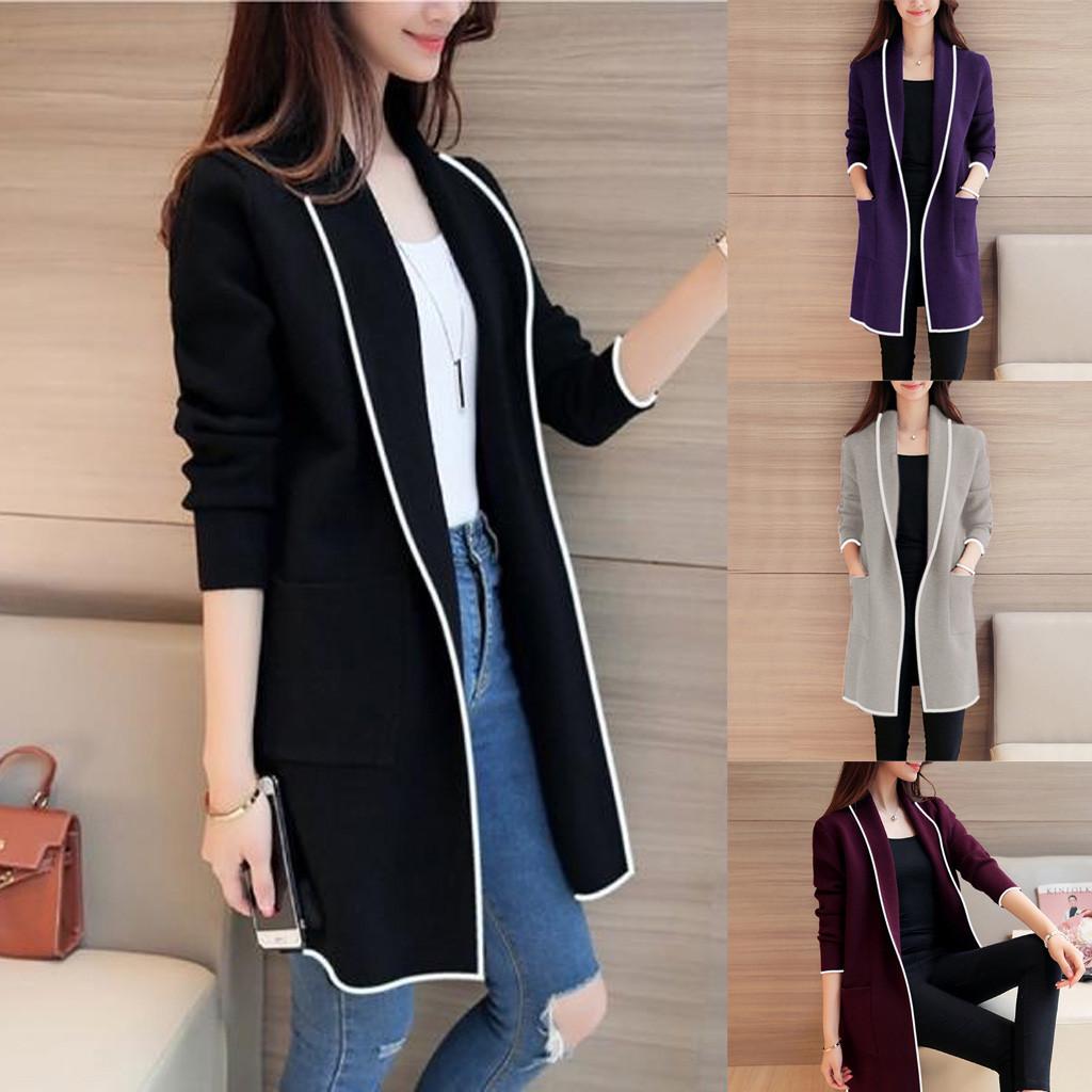 

Женская весенне-осенне-зимняя куртка, свободные длинные свитера больших ярдов, пальто L чёрный