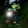 1pc Outdoor Garden Balcony Villa Ornament Solar Frog Cycling Lighting Crafts Ornament