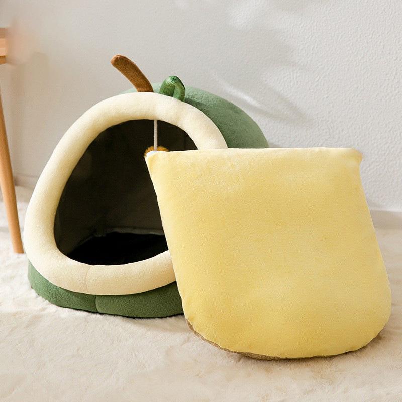 Cozy Autumn/Winter Cat and Small Dog Semi-Enclosed Bed: Removable Pet House