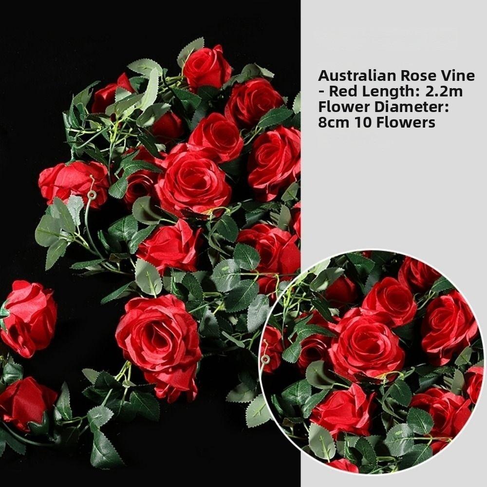 Plastic Silk Artificial Australian Rose Vine 10 Colors 1.8m 54 Heads Hanging Flowers Bud Rattan Wall Decor Rattan