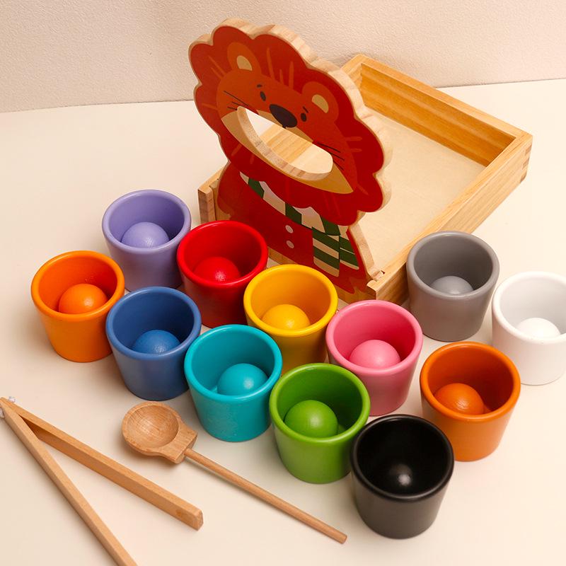 

12-Color Educational Sorting Game for Kids: Balls and Cups Focus Toy