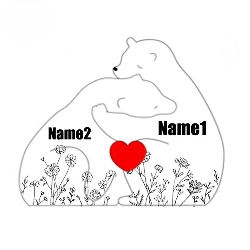 Artistic Wooden Puzzles, Little Bear Family Personalized Name Puzzles, Thanksgiving Christmas Gifts, Home Tabletop Decorations