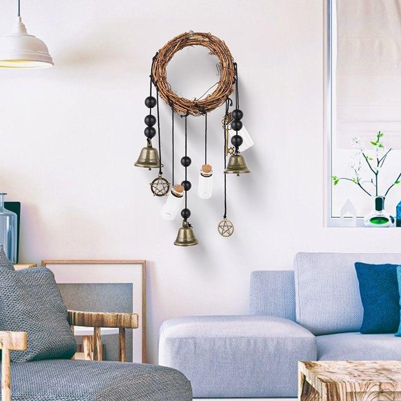 Wall-hung Door Handles Wind Chime Rattan Rings Pray for The Blessing of Bell Witch Wind Chimes