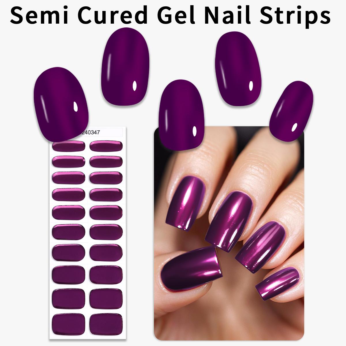20Stuks Metallic Semi-Uitgeharde Gel Nagellak Strips Aurora Chameleon Volledige Dekking Gel Nagellak Wraps voor Vrouwen Manicure UV/LED Lamp Vereist