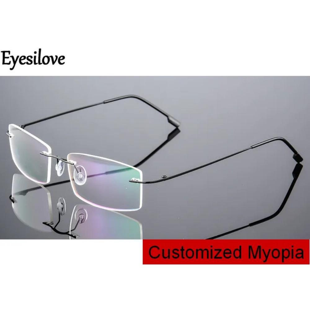 Titanium Myopia glasses for men women rimless frame prescription glasses near-sighted myopia eyeglasses Anti-blue Light Eyewear
