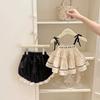 Girls Summer Embroidered Camisole And Fashionable Lace Shorts Two Piece Set Baby Clothing Outfit