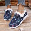 Autumn and Winter New Christmas Large Size Plush Casual Single Shoes Women's Flat Bottom Plush Cotton Shoes
