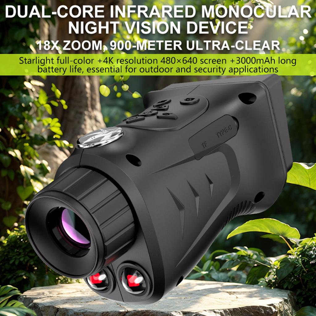 4K Outdoor HD Telescope Camera with 2.8 Inch Large Screen 18X Digital Zoom Hunting Camera Night Visions Monocular for Camping