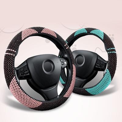 Steering Wheel Cover Beaded Anti-Skid Wear-resistant Delicate Workmanship Breathable Cooling Heat Resistant 38CM Anti Slip Car Steering Wheel Cover