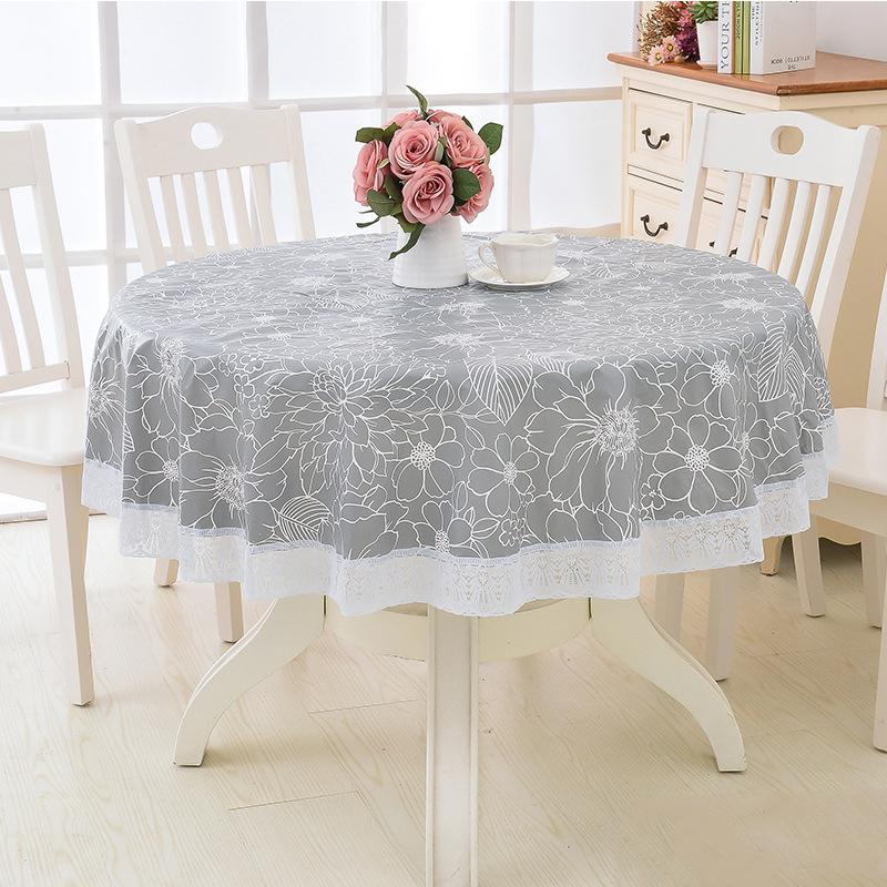 Pastoral Flower Style Round Table Cloth PVC Plastic Thick Tablecloth Oil Proof Waterproof Fabric Tables Cover Decorative Kitchen