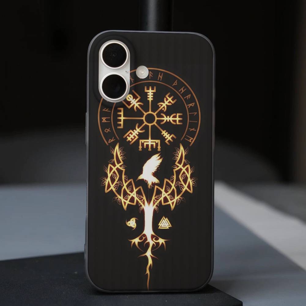 

V-Viking Logo V-Vegvisir Luxury Phone Case For IPhone 17 Air 16 15 14 13 12 11 Pro Max Pro Plus Ripple Shockproof iPhone 12pro max