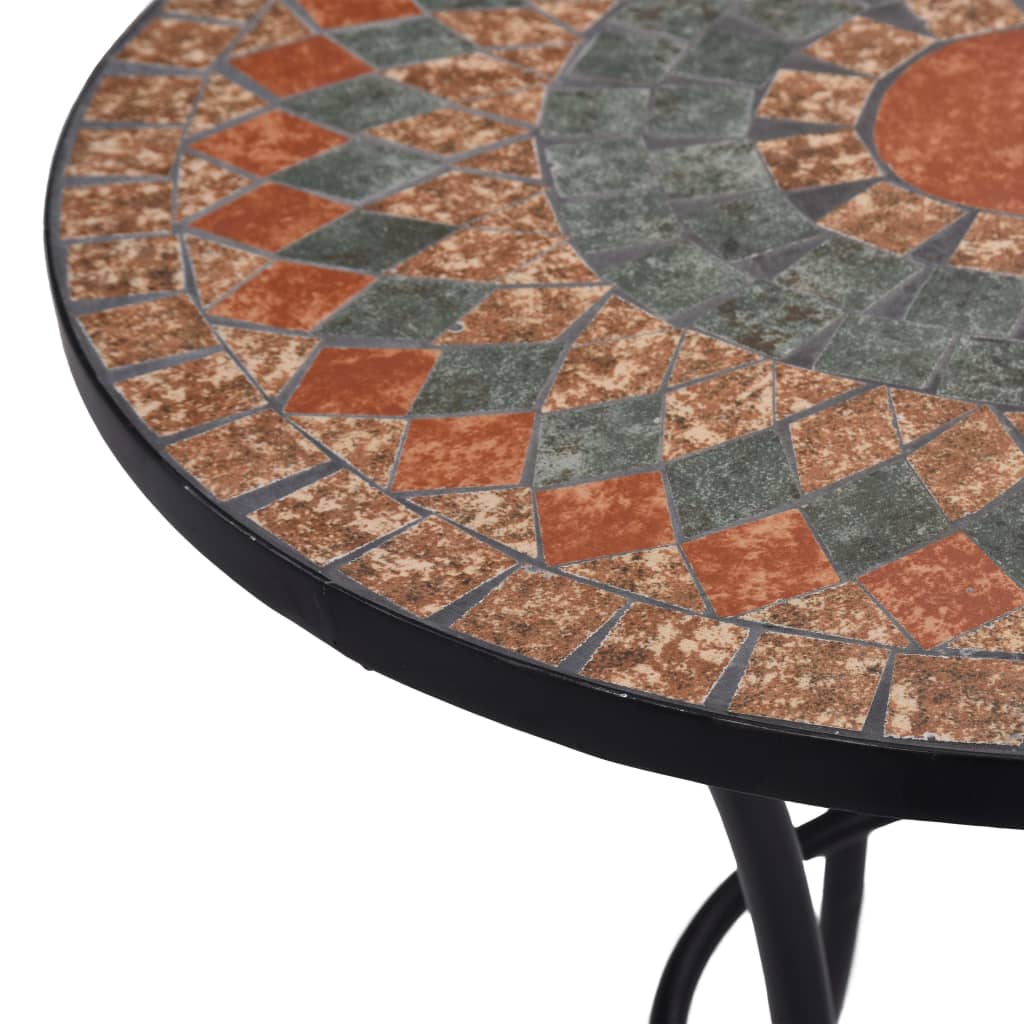 Stolik Bistro Mozaikowy Pomarańczowo-Szary 60 cm Ceramiczny