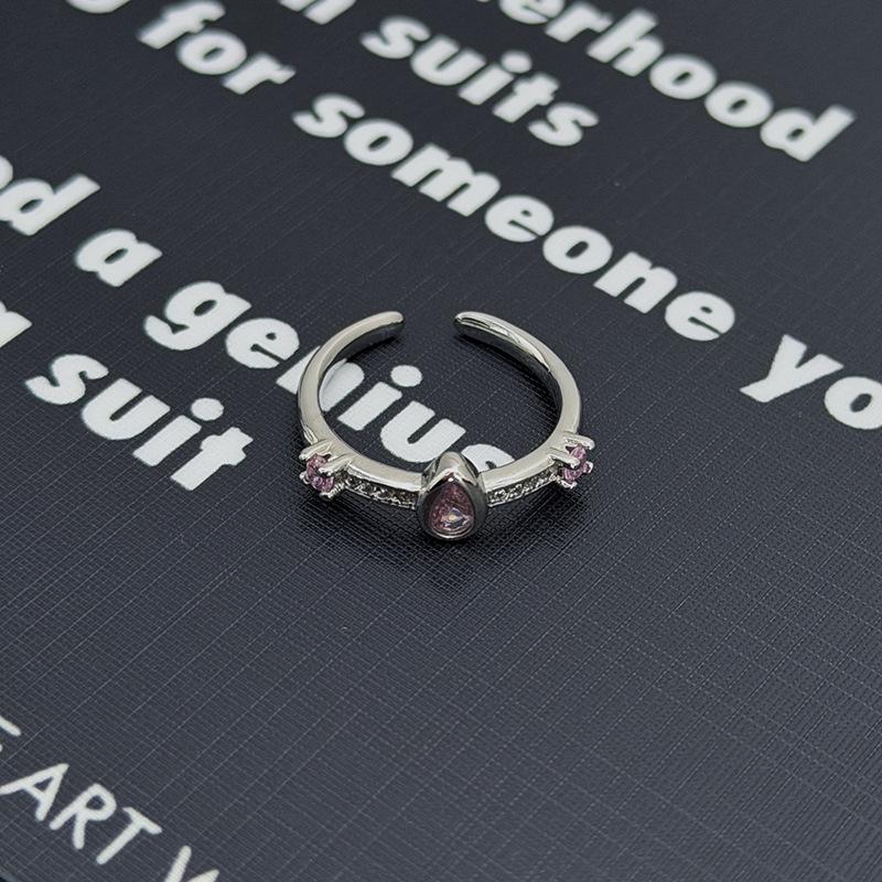 Süßer Mädchenstil Silber-Rosa Diamantenbesetzter Schatz Schleife Stern Krone Offener Ring Nische Stapelring Frau