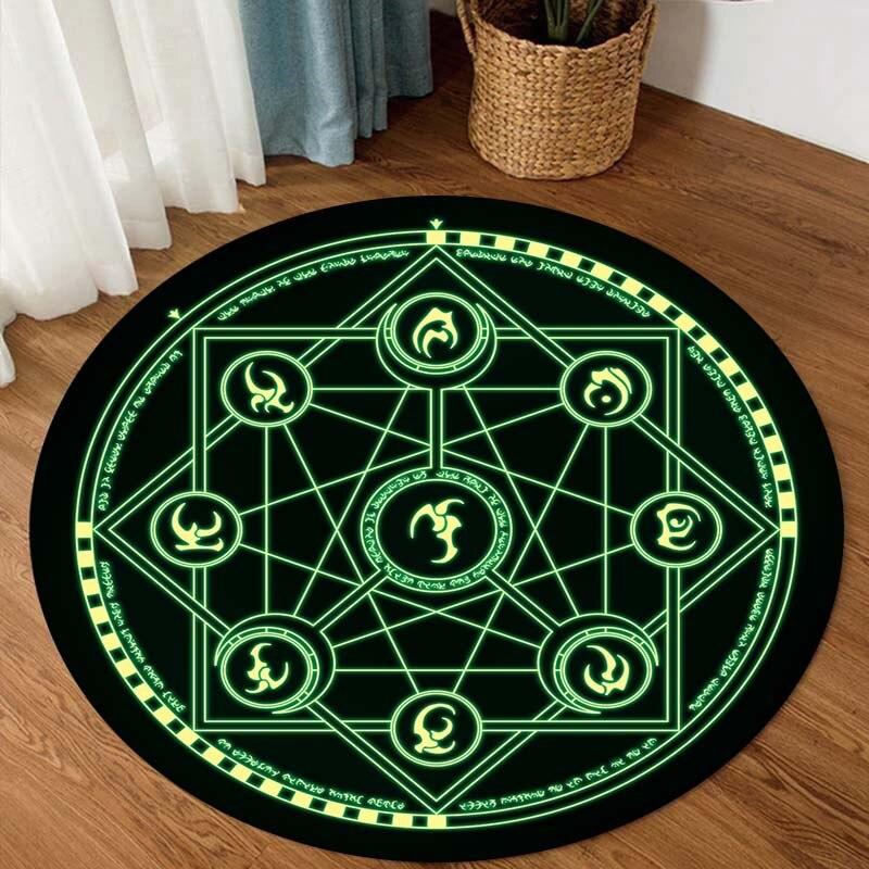 Occult Symbol Round Carpet, Personalized Rug, Housewarming gifts,Satan Brimstone Round Carpet, Satanic Home Decor
