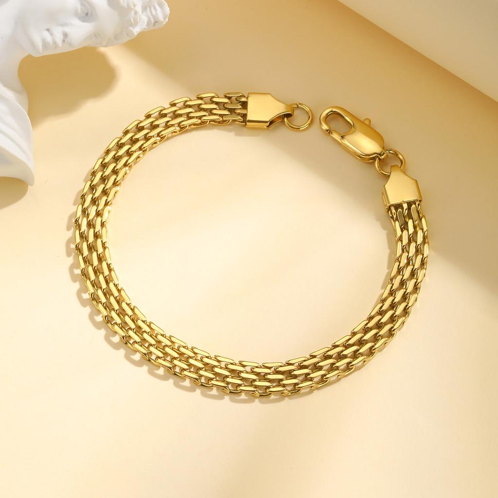 Waterproof Mesh Chain Bracelet Adjustable, 18k Gold Plated Link Braeclet  Non Tarnish Wholesale Jewelry