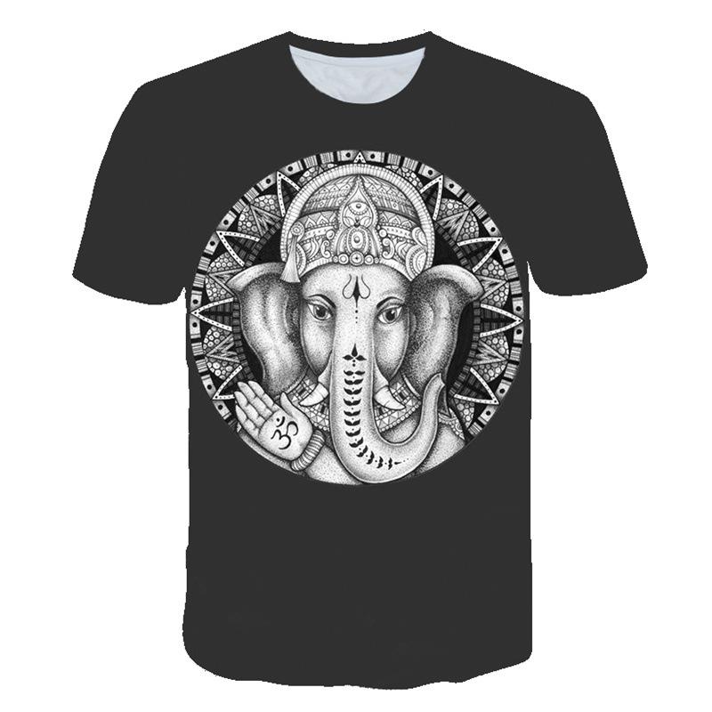 Men's Short Sleeved T-shirt with Animal Print Round Neck Casual Sports Men's Pullover Top T-shirt