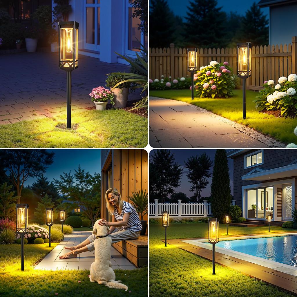 PUAIDA Outdoor Waterproof Solar Garden Lights with Retro Design IP65 High Warm White Auto Run Recessed Suitable for Parking Flower and Stylish