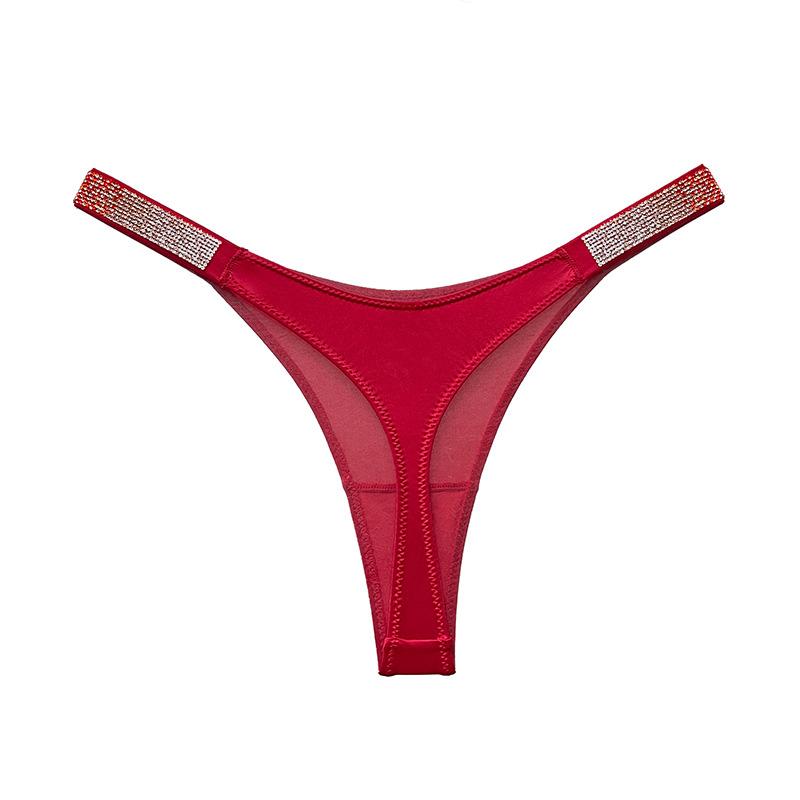 

Ladies Summer New Gradient Color Diamond Sexy Hip Lift Low Waist Fitness Exercise Thong Underwear S красный