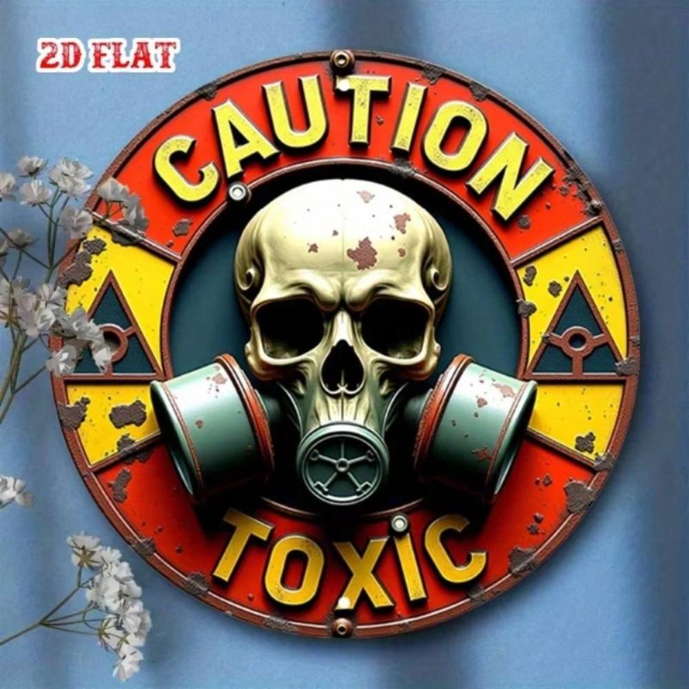 Vintage Skull Gas Mask Metal Poster 19.8cm Wall Decor