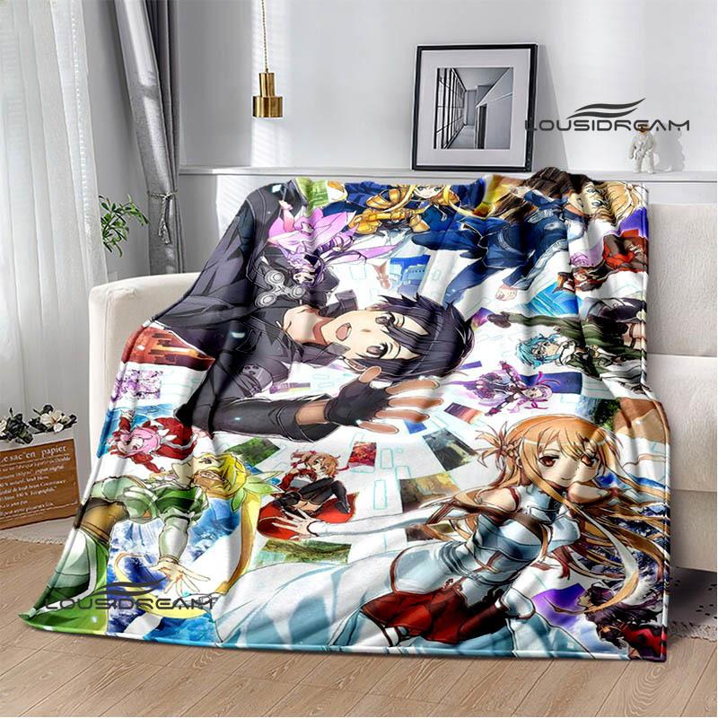 Cartoon Sword Art Online Printed Blankets Picnic Blanket Warm Flannel Blankets Home Bed Linings Blankets for Beds Birthday Gift