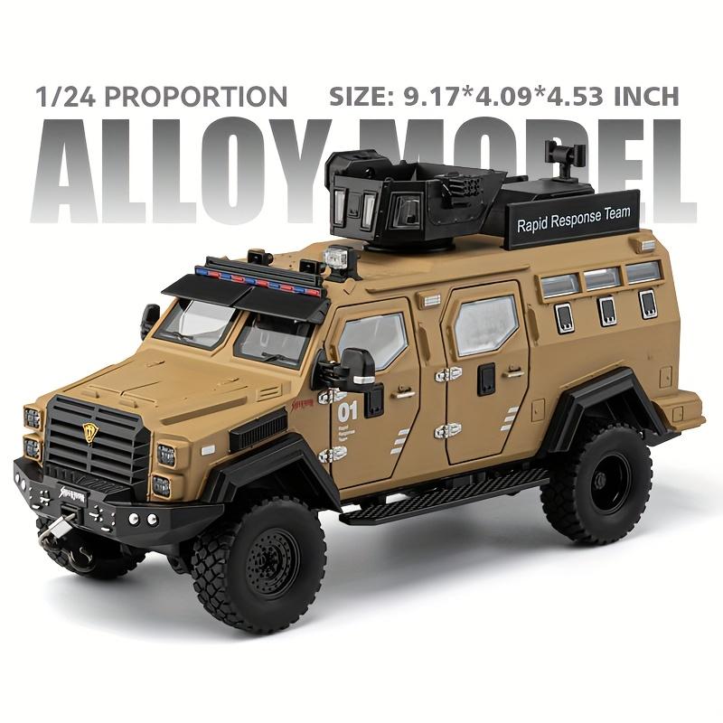 1:24 Саблезубый Тигр Бронированный Антитеррористический Симуляционный Модель Автомобиля Сплав Цинка с Открывающимися Дверцами Высоко Детализированный Украшение для Дома и Рабочего Стола коричневый