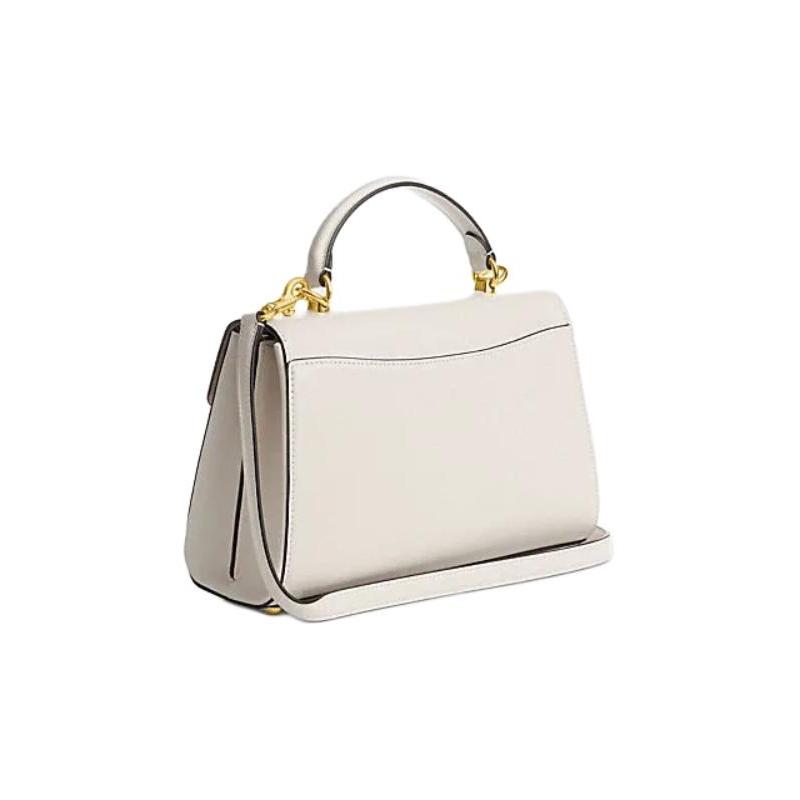 Coach Eliza 27 Classic Presbyopic Oval Lock Flip Hardware Buckle Cow Leather Shoulder Crossbody Handbag Large Size Women's Chalk White