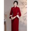 Red cheongsam toasting clothes bride new Chinese style vest set 1011 new new year's robe New Year's greeting clothes women