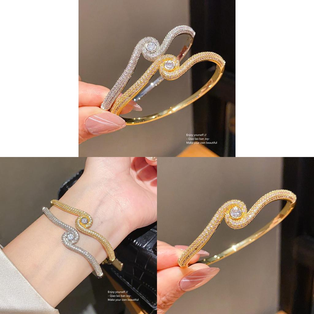 18k Gold Plated Zircon Cross Circle Bracelet For Women Elegant Jewelry Accessory
