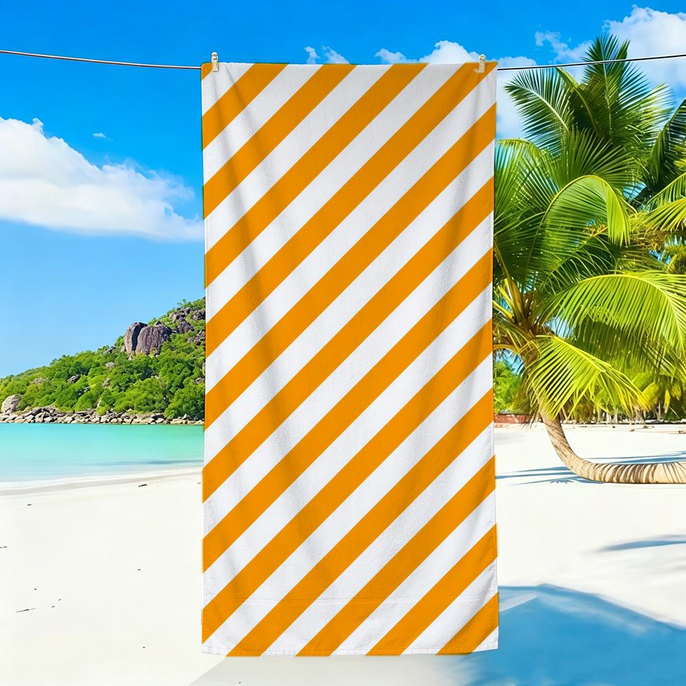 Orange stripes Towel Sports Quick Dry Travel Camping Sandproof Soft Light Large Beach Towel