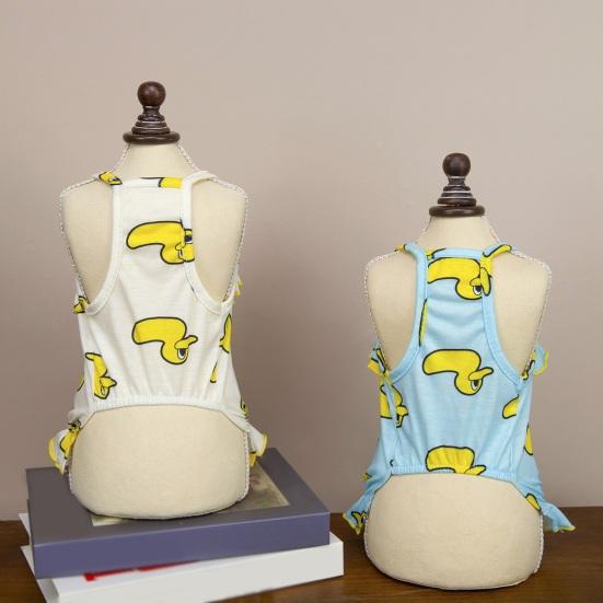 Dog Slip Dress Breathable Summer Yellow Duck Print Ruffle Pet Sleeveless Dress Pet Costume Outfit Apparel for Small Dogs